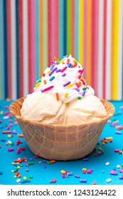 Vanilla Ice Cream in a Waffle Cone Bowl 