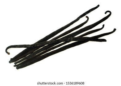 Vanilla Pods Close Up On White Background