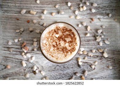 Vanilla Protein Shake With Cinnamon Overhead