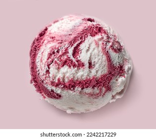 vanilla and raspberry ice cream ball isolated on pink background, top view - Powered by Shutterstock