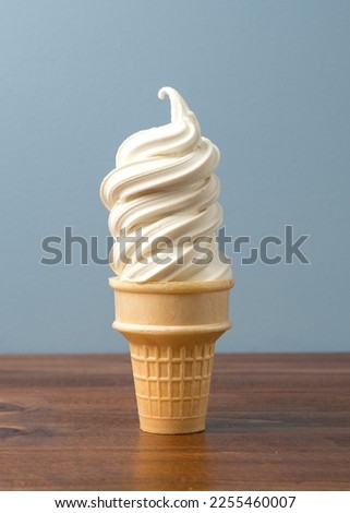 Vanilla soft serve ice cream cone