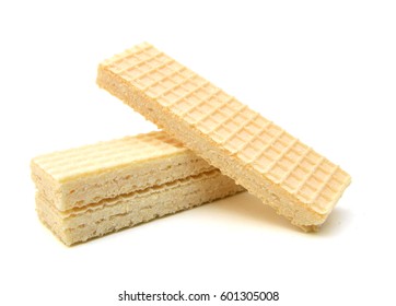 Vanilla Wafers On White Background.