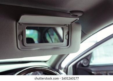 Vanity Mirror In Modern Car, Selective Focus