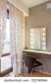 Vanity Table For Woman In Modern Bedroom In Luxury Apartment In Krakow City, Poland