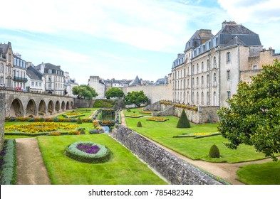 Vannes, France - August 7, 2017: The garden and the facade of the L'Hermine castle