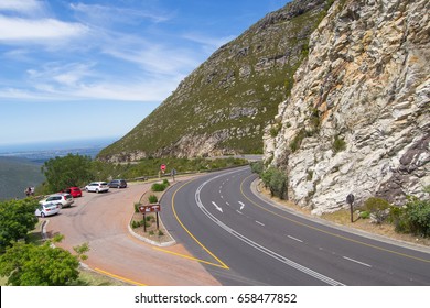 Vantage Point Near George In South-Africa To View Beautiful Landscapes With Road In A Mountain Range