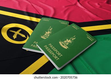 Vanuatu Passport On The Flag Of Vanuatu