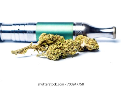 Vape CBD Or THC, Vaping Marijuana And Cannabis, Vaporizer And Electronic Cigarette