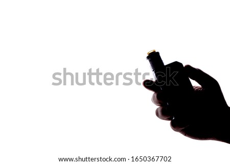Vape mod e-cig for help quit smoking tobacco with rdta on white background silhouette shape