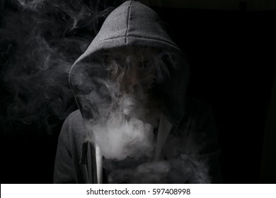Vaping Man Wearing Hoodie Lots Smoking Stock Photo 597408998 | Shutterstock
