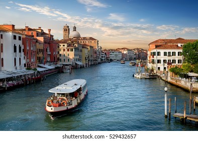 Vaporetto at  Grand Canal in Venice, Italy.