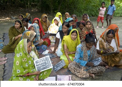 Varanasi / India 20 September 2011  Indian Rural Village Women Studying Adult Education At Varanasi Uttar Pradesh India