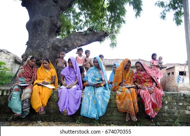 Varanasi / India 20 September 2011  Indian Rural Village Women Studying Adult Education At Varanasi Uttar Pradesh India