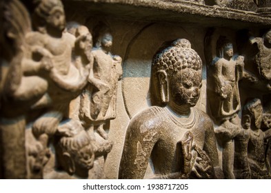 Varanasi, Uttar Pradesh, India - February 11 2021: Statue of Buddha found in Archaeological excavation