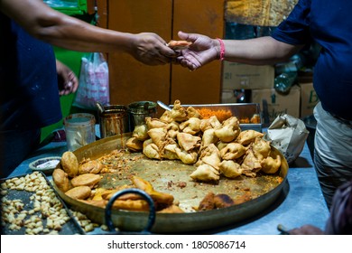 Varanasi, Uttar Pradesh/India - May 11 2019 : Samosa Shop One Of The Famous Snacks In India 