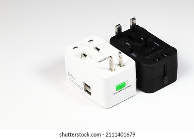 Vareity of block type Universal plug adapter, travel plug adapter isolated on white background