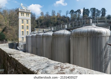 Varese, Italy - March 29, 2016: Historic Italian brewery from 1877. Angelo Poretti Brewery, acquired since 1975 by the Danish Carlsberg group, which still owns, among others, the Poretti brand 