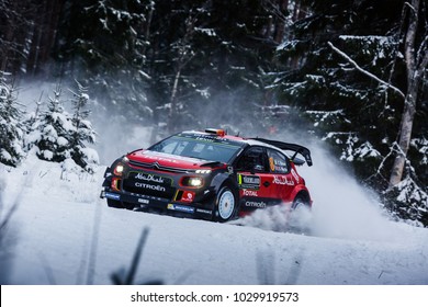 VARGASSEN, SWEDEN - 02-11-2017:  Craig Breen With His Citroen WRC Car During The Event Rally Sweden 2017