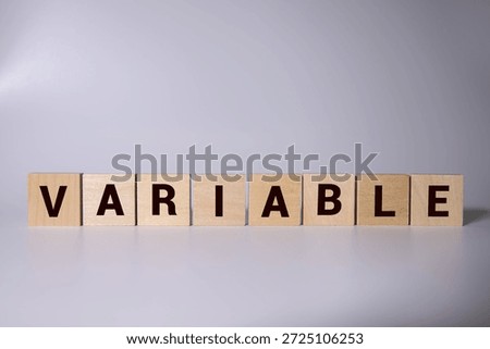 VARIABILITY text with wooden block stack on a white background , business concept