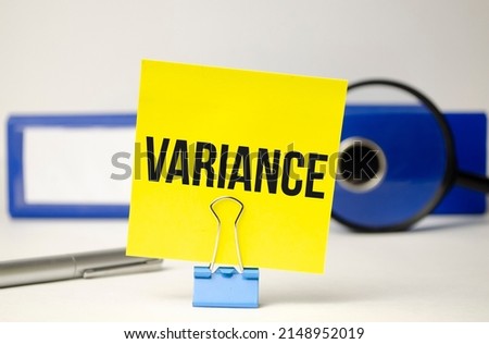 VARIANCE text on sticker on the paper diagram