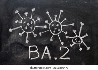 Variant of covid 19 virus, omicron BA. 2, drawn on a blackboard with chalk - Shutterstock ID 2111850473