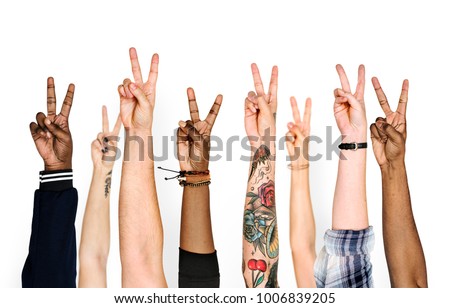 Variation hands with peace sign