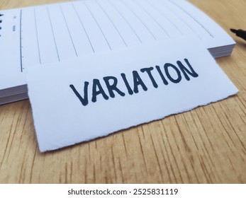 Variation writting on table background.