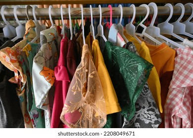 variations of children's dress motifs in clothing stores in traditional markets - Powered by Shutterstock