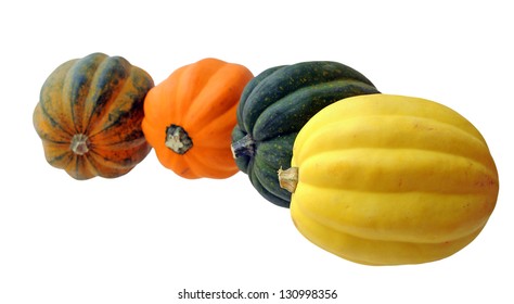 Variety Of Acorn Squash Isolated On White