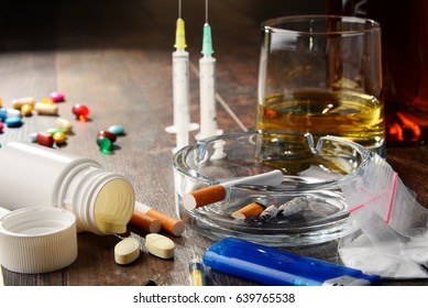 Variety of addictive substances, including alcohol, cigarettes and drugs