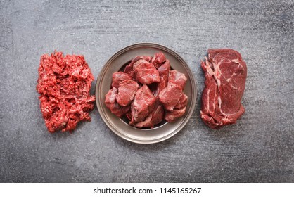 Variety Beef Meat Cuts Overhead 