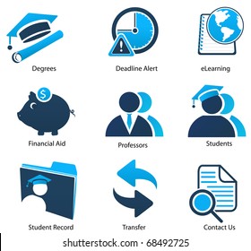 A Variety Of Blue Education Icons