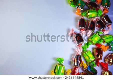 variety of candies on a whitebackground