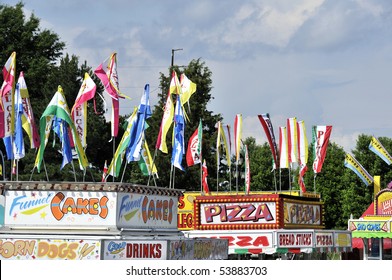 A Variety Of Carnival Food Vendors On The Midway