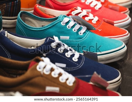 Similar – Image, Stock Photo Vibrant colorful laces in pile