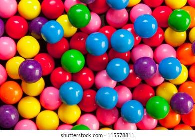 An variety of colorful gumballs.