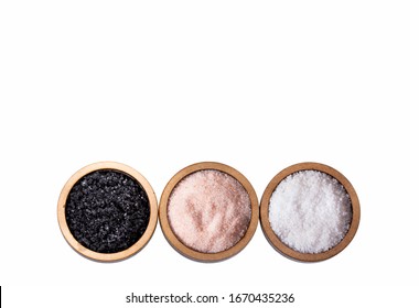 Variety of different sea salts, Hawaiian black and pink from the Himalayas