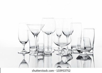 Variety of drinking glasses
