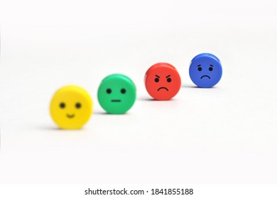 A variety of emotions: joy, serenity, anger, sadness on the colored cubes - Shutterstock ID 1841855188