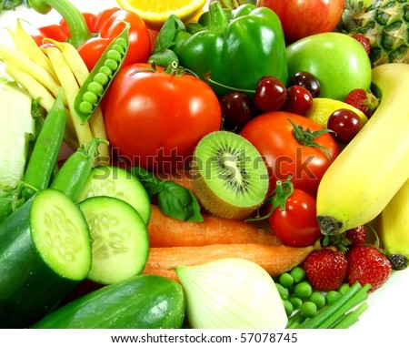 Variety of fresh fruit and vegetables