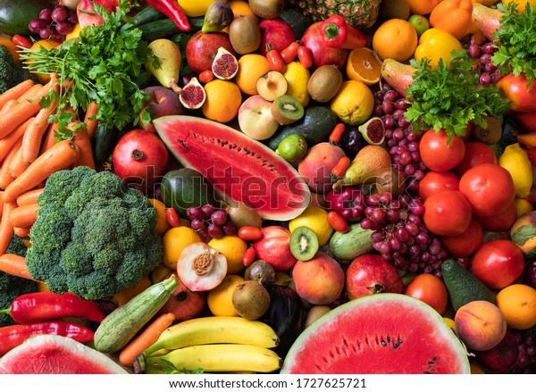 Variety Fruits Vegetables Stock Photo (Edit Now) 1727625721