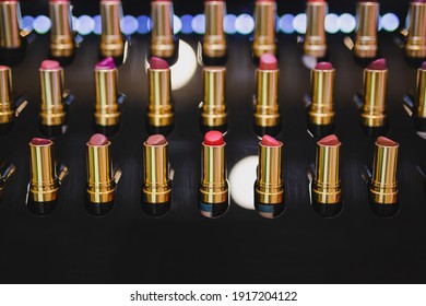 Variety lipsticks cosmetic beauty tester display shelf