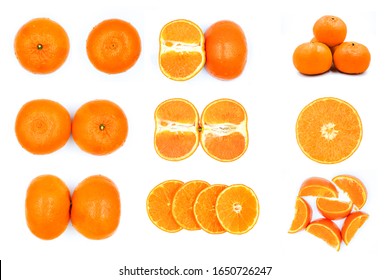 Variety Of Mandarin Orange In Different Shapes,side And Viewings(all In One).