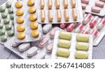 Variety of medicines and drugs.Medicine and healthcare concept.Variety of medicines and drugs.Medicine and healthcare concept.Pill for the prescription and treatment various diseases chemistry