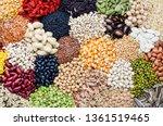 Variety of natural cereal food consisted of soybean,rice,goji berry,sesame,pumpkin,watermelon,sunflower seed,black eye pea,mung,peanut,flax seed,corn,pinto,garbanzo,black,gree,and  red bean seed