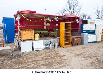 Variety Old Furniture At Flea Market