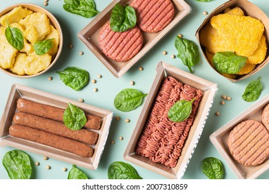 Variety of plant based meat, food to reduce carbon footprint - Shutterstock ID 2007310859