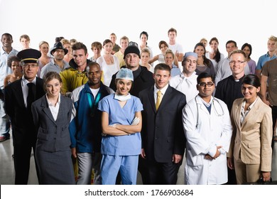 Variety of professionals standing together