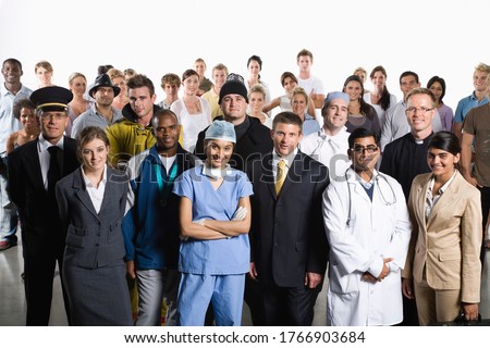 Variety of professionals standing together
