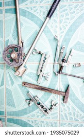 Variety of tools for a constructions worker background.
